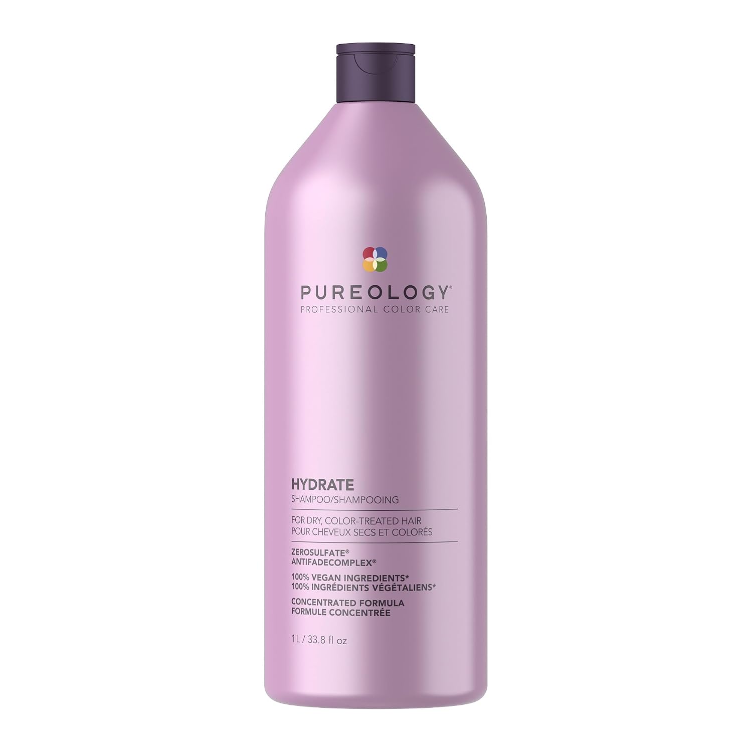 Pureology Hydrate Shampoo - For Dry or Color Treated Hair, Moisturizing Shampoo For Hydration & Softness, With Rose Extract & Green Tea, Vegan & Sulfate-Free