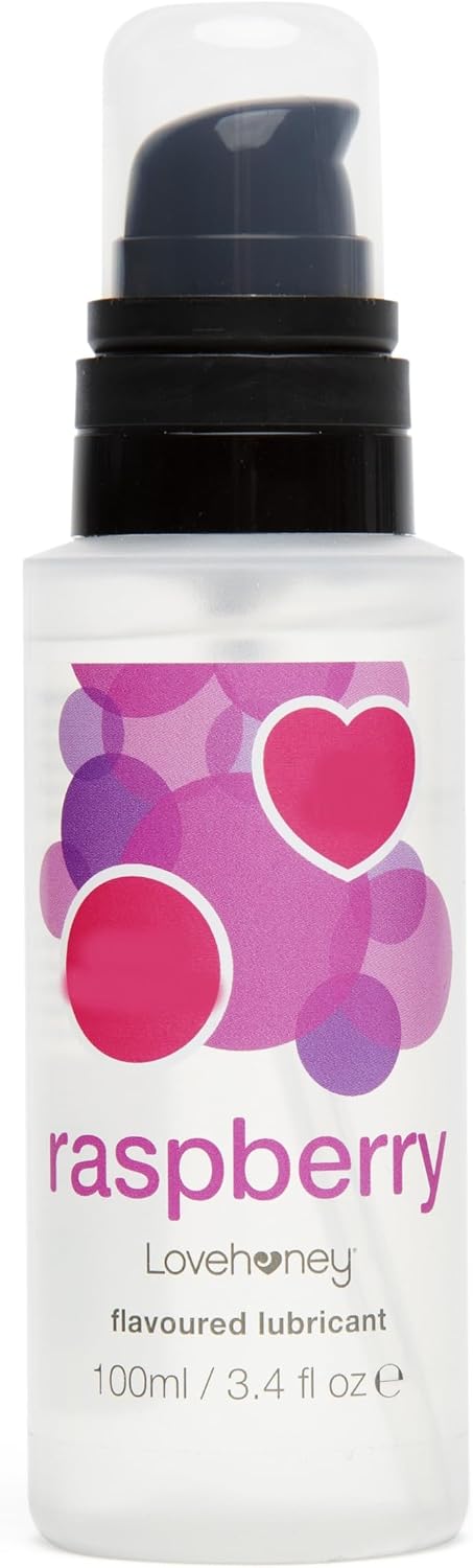 Lovehoney Raspberry Flavoured Lube - Versatile & Natural Feel Water Based Lube Gel - Delicious Fruity Lubricant & Licks for Men, Women & Couples - 100ml