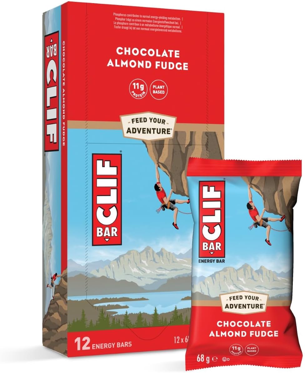 CLIF BAR | Energy Bar - Protein Bar | Chocolate Almond Fudge | Plant Based Protein | 12 x 68 g