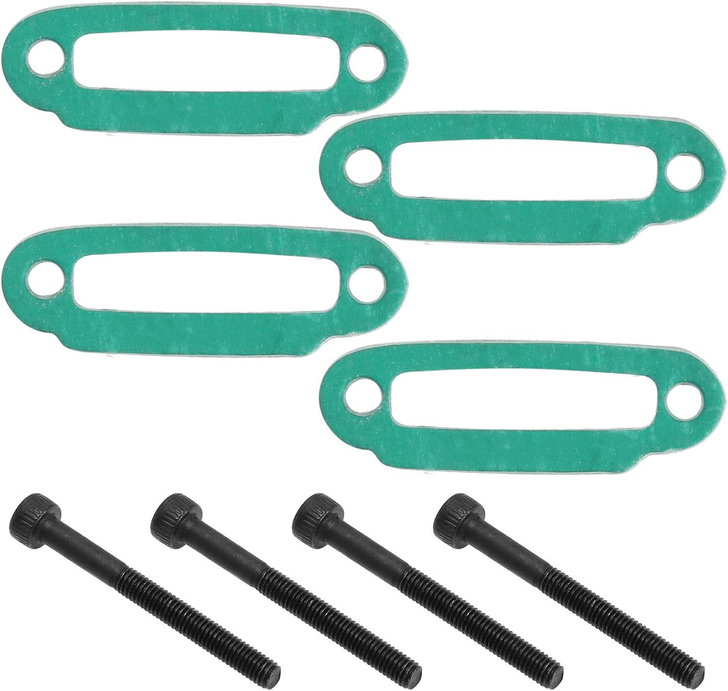 YINETTECH 4pcs Exhaust Manifold Gasket Bolts for Car 1/10 Model Engine Gasket Exhaust Manifold Accessories Vehicle Replacement Parts Metal Paper Parts Green Black