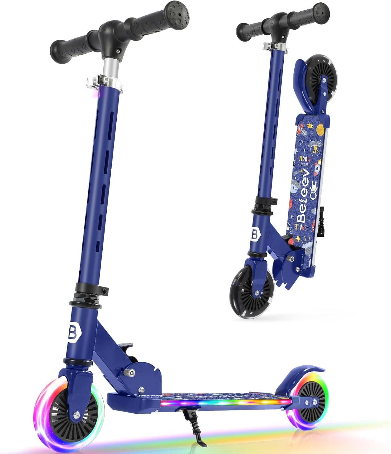 BELEEV V3 Folding Scooter for Kids Ages 3-12, Light-Up Wheels & Stem & Deck