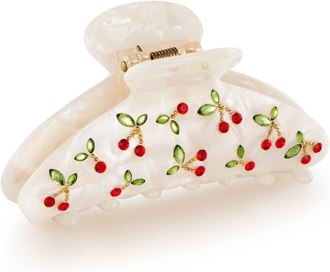 LILIE&WHITE Acrylic Hair Clips Claws For Women With The Rhinestone Pattern In Red Cherry Shape Hair Clip For Thick Hair Hair clips