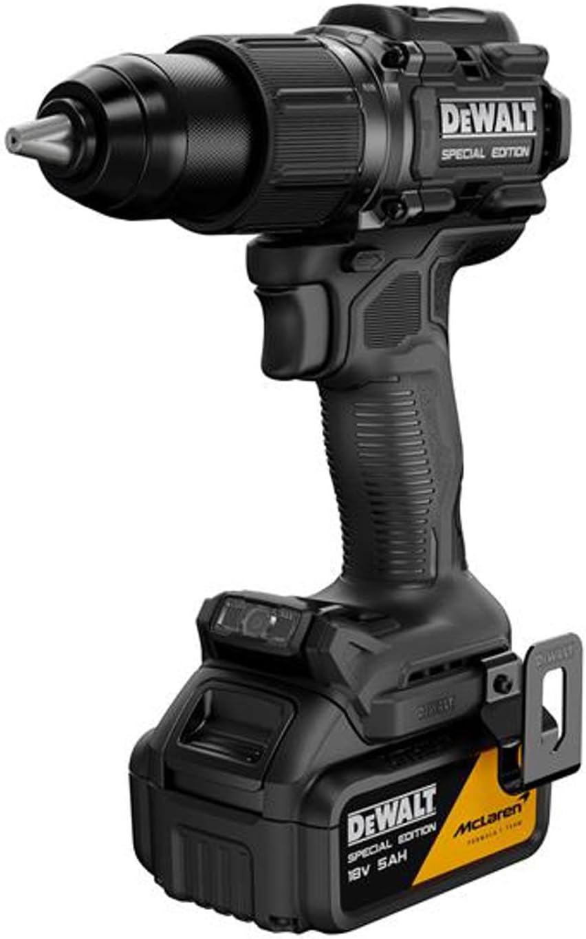 DEWALT McLaren F1 DCD86MP1T 18V Brushless Combi Drill with 1 x 5.0Ah Battery and Charger, TSTAK Compatible Carry Case