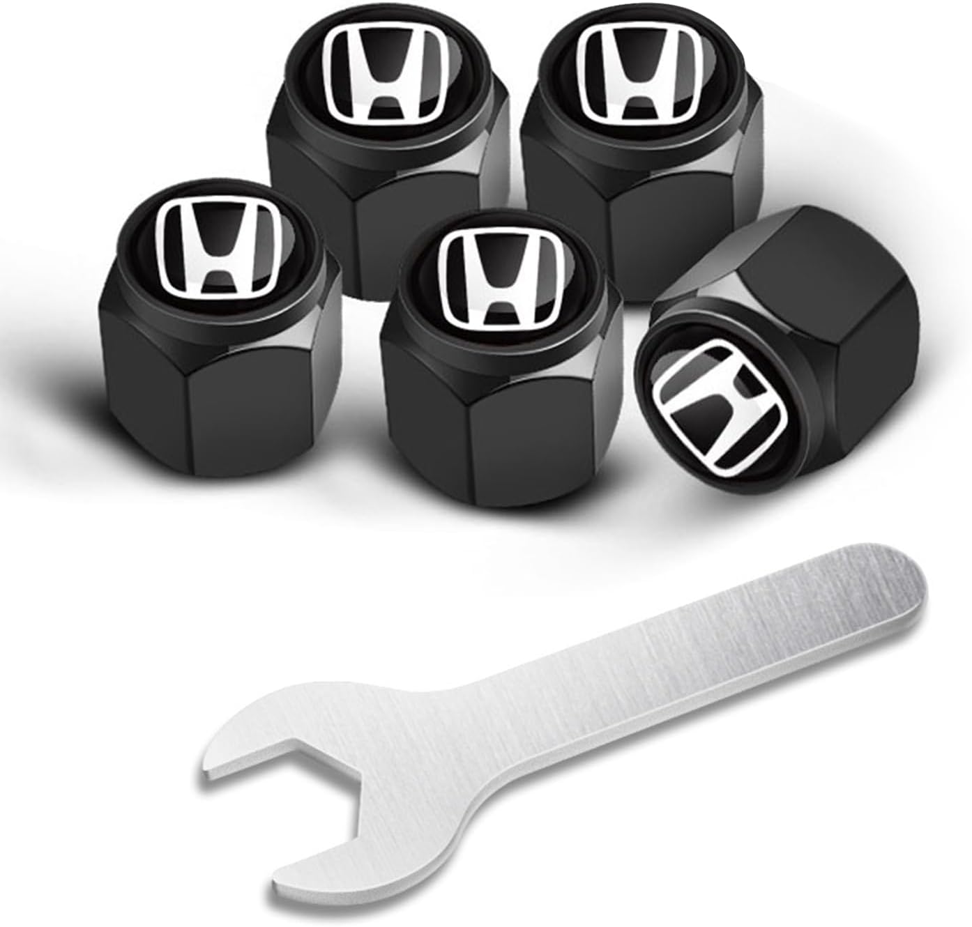 Tire Valve Stem Caps for Honda Civic FIT Odyssey Accord CR-V HR-V Accessories,5 Pack Copper Tire Valve Caps with Leakproof Rubber O-Rings