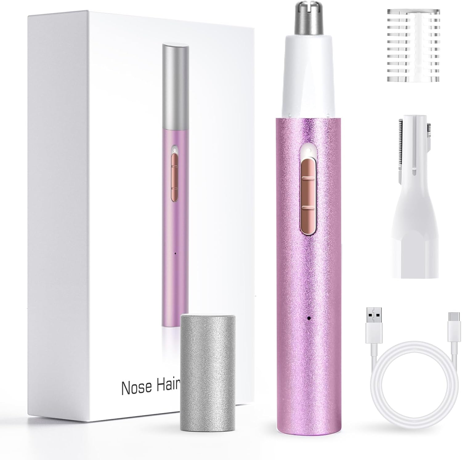 Nose Hair and Eyebrow Trimmer for Women Men,2025 Rechargeable 2 in 1 Facial Hair Trimmer, Painless Ear Hair Trimmer with Powerful Motor and Dual-Edge Blades,Perfect for Face