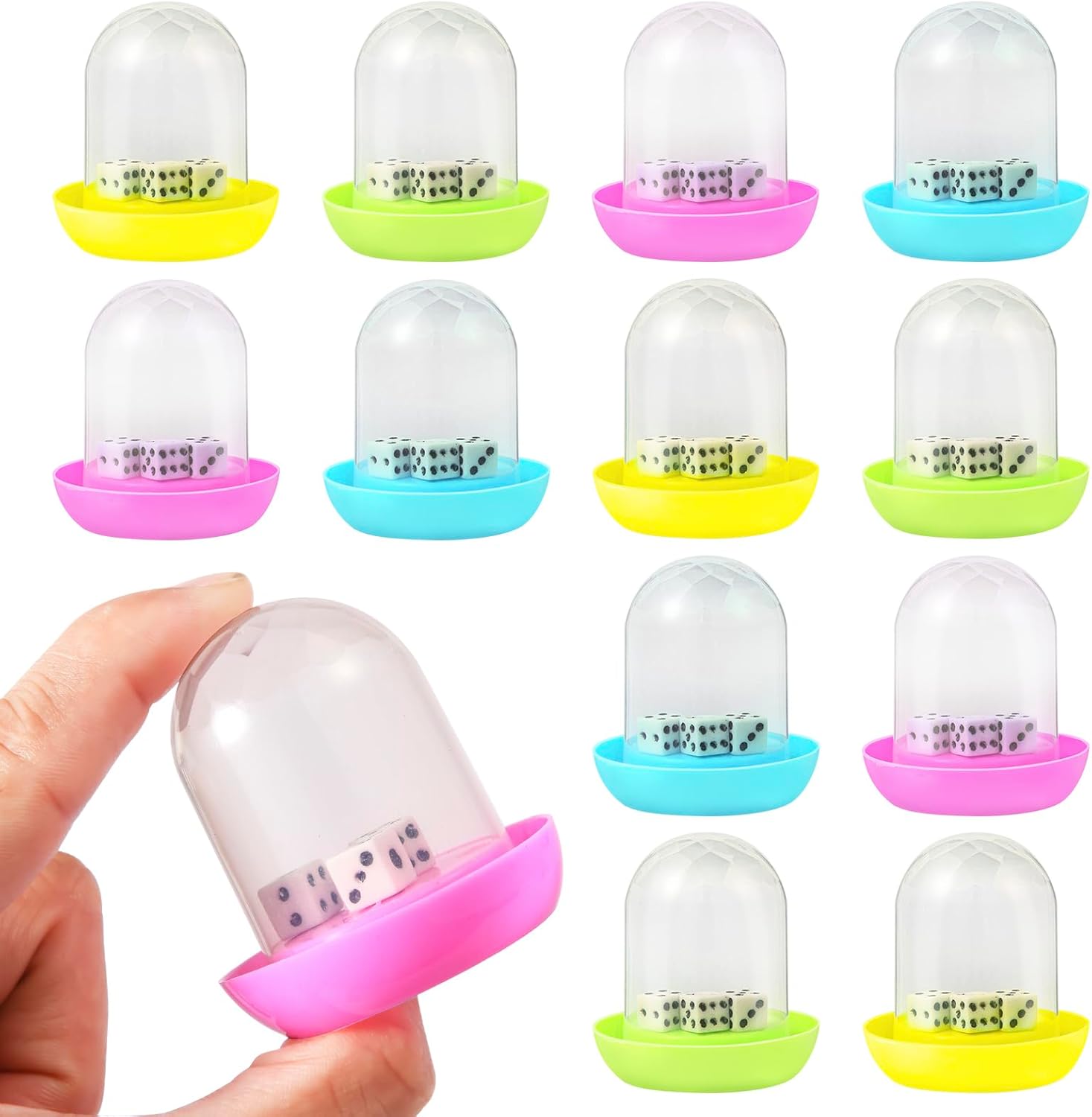 12 Pack Mini Dice Cup Set,Party Favors for Adults Kids Toddlers, Plastic Shaker Dice Game,Shaker Cup Desk Toys, Classroom Rewards, Carnival Prizes, Goodie Bag Stuffers, Treasure Box, Pinata Fillers