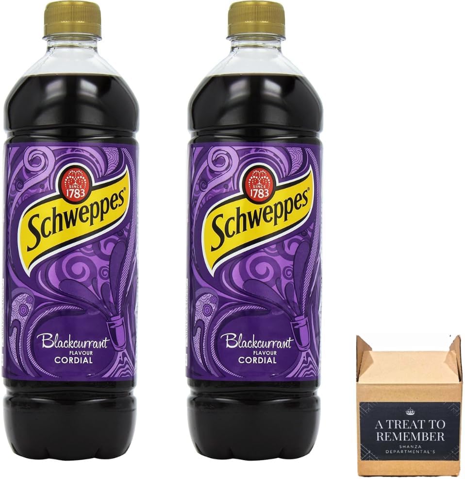 Blackcurrant Flavour Cordial, 1 Litre (Pack of 2)