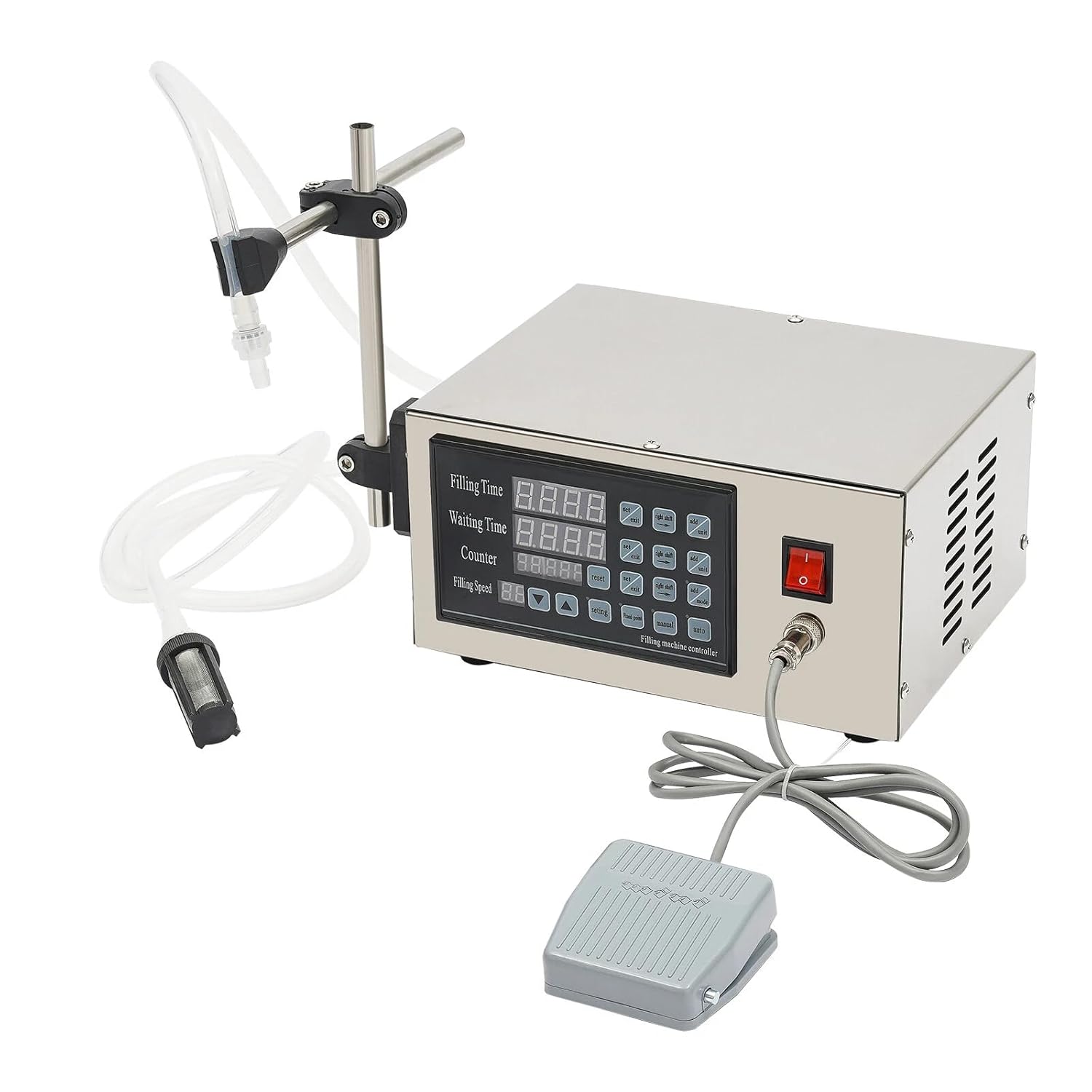 Liquid Filling Machine 5-2000ml Single Head Filler with Diaphragm Pump, Anti-Drip Nozzle & LED Display Precise Automatic Liquid Filler for Beverages, Oils & Cosmetics