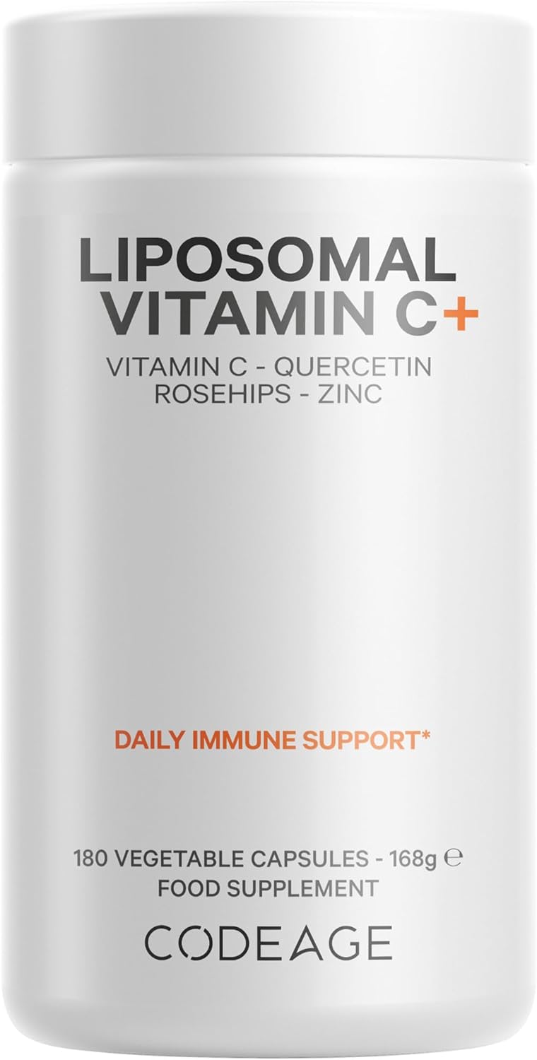 Codeage Liposomal Vitamin C with Zinc, Elderberry, Citrus Bioflavonoid Complex – Grapefruit, Lemon, Orange, Quercetin & Rose HIPS – Vegan, Non-GMO – High Dose Daily Supplement - 180 Capsules