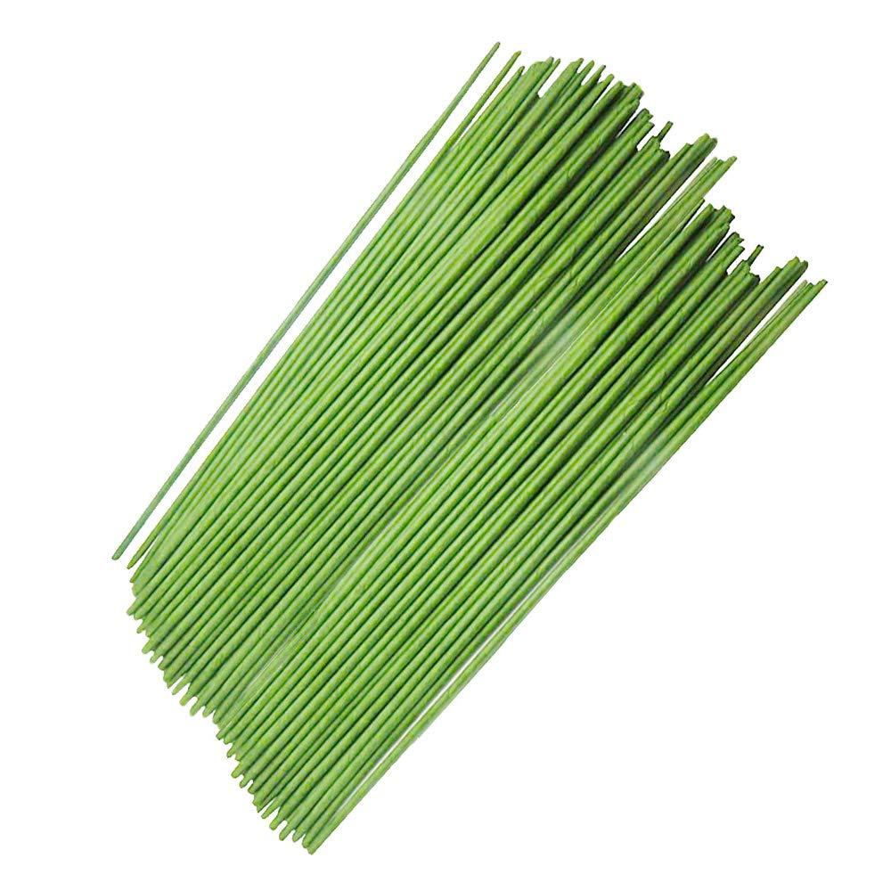 Xilanhhaa 100 Pcs 14 Inch 18 Gauge Floral Stems Wire,Green Flower Paper Wrapped Wires,DIY Crafting Floral Stem for Artificial Flowers Arrangements,Bouquets Flower Making Supplies