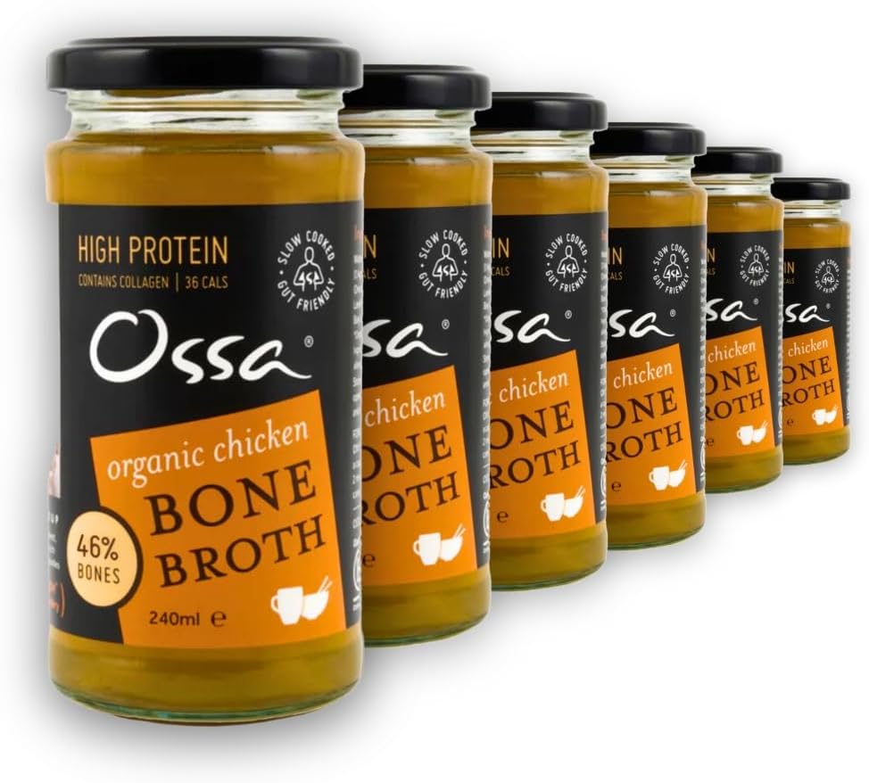 Ossa Bone Broth, High-Protein Broth, Preservative-Free Soup & Cooking Essential, Keto & Paleo-Friendly Soup Maker for Gut Health & Digestion, 240 mL (pack of 6) (240, Chicken)