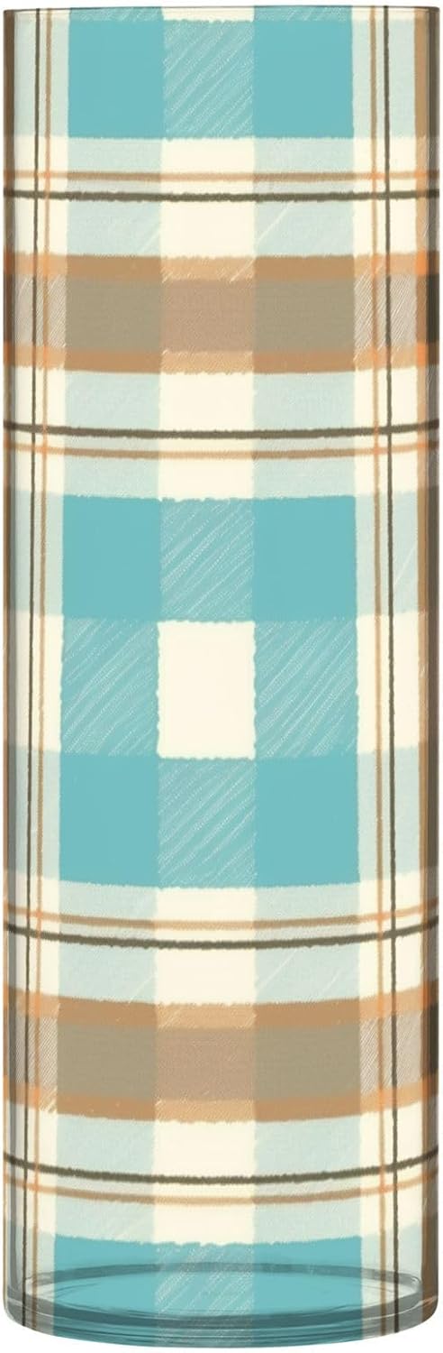 Plaid Pattern Digital File for Crafts Decor Plastic 11.8 x 3.9 Inch Wedding Centerpiece Vases Aesthetic Centerpieces Bookshelf Wedding Decor