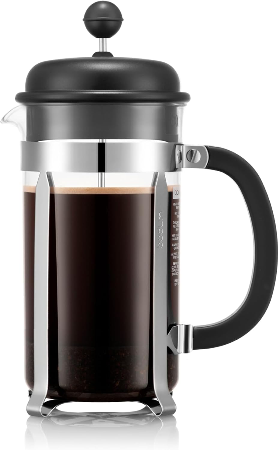 Bodum CAFFETTIERA French Press Coffee Maker, 1L / 8 Cup Cafetière with Borosilicate Glass and Reusable Stainless-Steel Filter, Black, 1918-01
