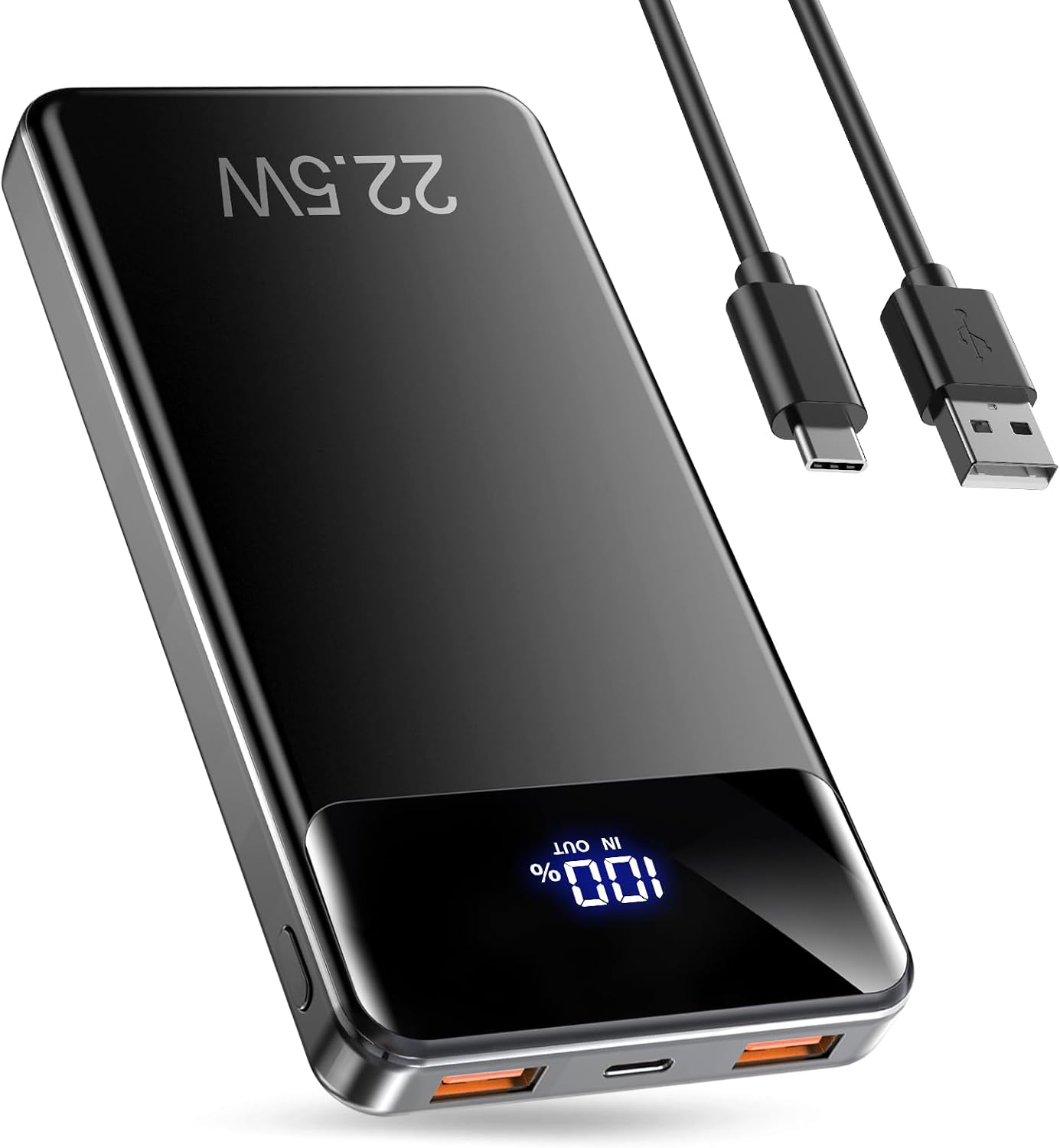 Power Bank, Portable Charger 12000mAh Fast Charging PD22.5W USB-C/USB-A Output, PowerBank Phone Battery Pack for iPhone 16 15 14 13 Plus Pro Max Mini Glaxy
