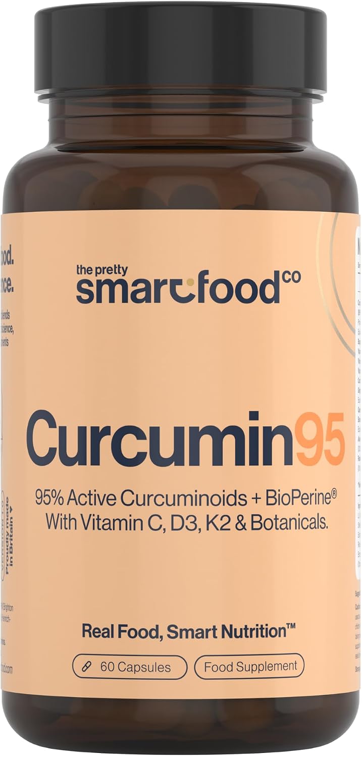 Powerful Curcumin 95 & BioPerine - Turmeric Capsules High Strength with Black Pepper - High Absorption 95% Curcuminoids - With D3, K2, Coconut & Botanicals - 60 Capsules (not tablets) - Made in The UK
