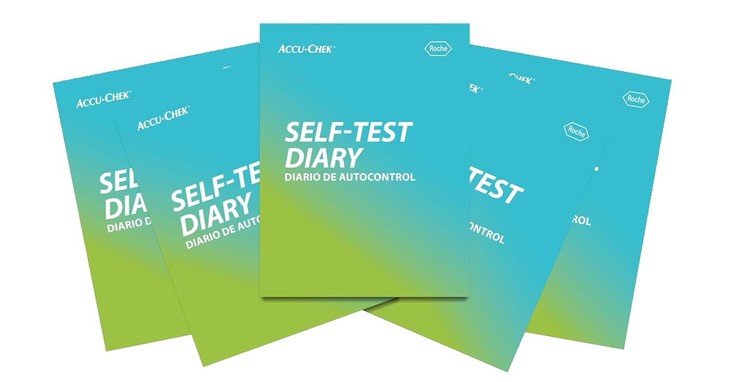 Accu-Chek Daily Self-Test Diabetes Diary for Blood Glucose Monitoring, English/Spanish (Pack of 5)