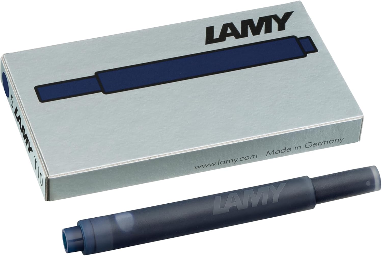 LAMY T10 Ink cartridges with Large Ink Capacity - Suitable for All Lamy Fountain Pen Models - Contents 1.25 ml per Cartridge - 5 Pieces per Pack - Ink Color Blue-Black