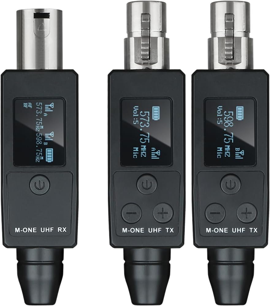 YXG UHF Wireless XLR Transmitter and Receiver Plug-on Wireless Microphone System for Dynamic/Condenser Microphone,with 48V Phantom Power, Electric Guitar/Bass, and More,Audio Mixer, PA System