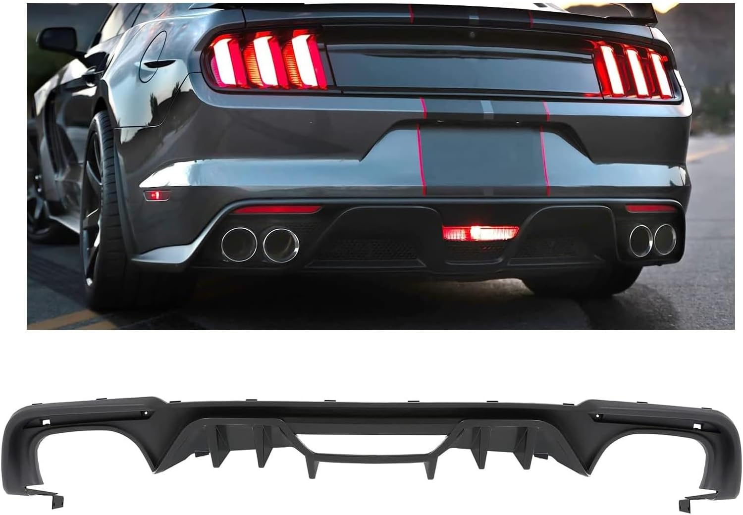 KUAFU Diffuser Lip Compatible with 2018-2022 Mustang Spoiler