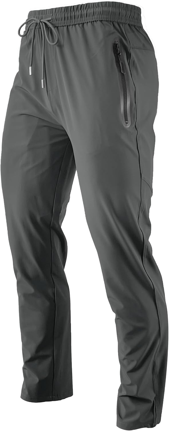 Men's Lightweight Quick Dry Hiking Running Pants Outdoor Sports Breathable Zipper Pockets Athletic Work Pants