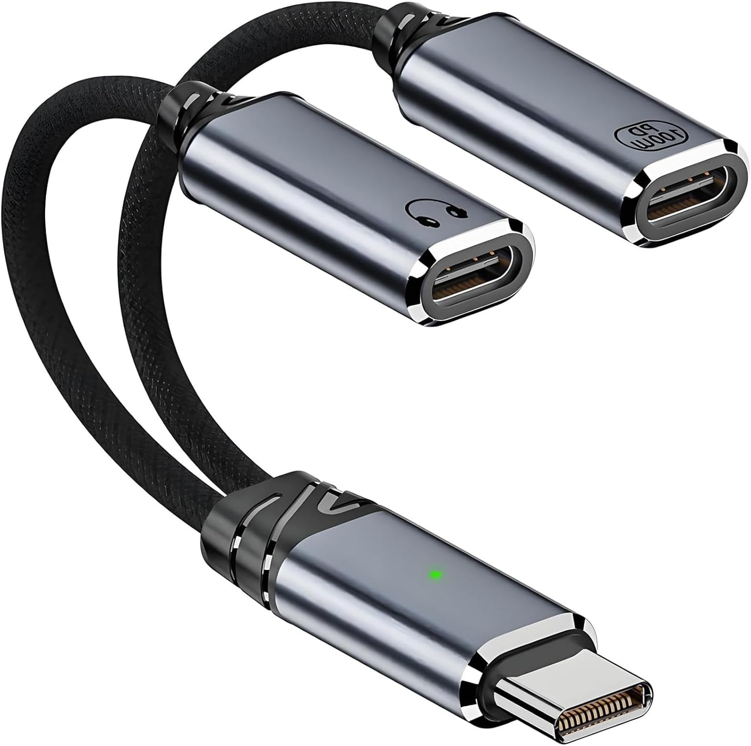 USB C Splitter,2-in-1 USB C Headset and Charger Adapter,Type C Audio Dongle Cable,PD 100W Fast Charging,Compatible with iPhone 16/15 Series,Galaxy S24/S23,iPad,MacBook