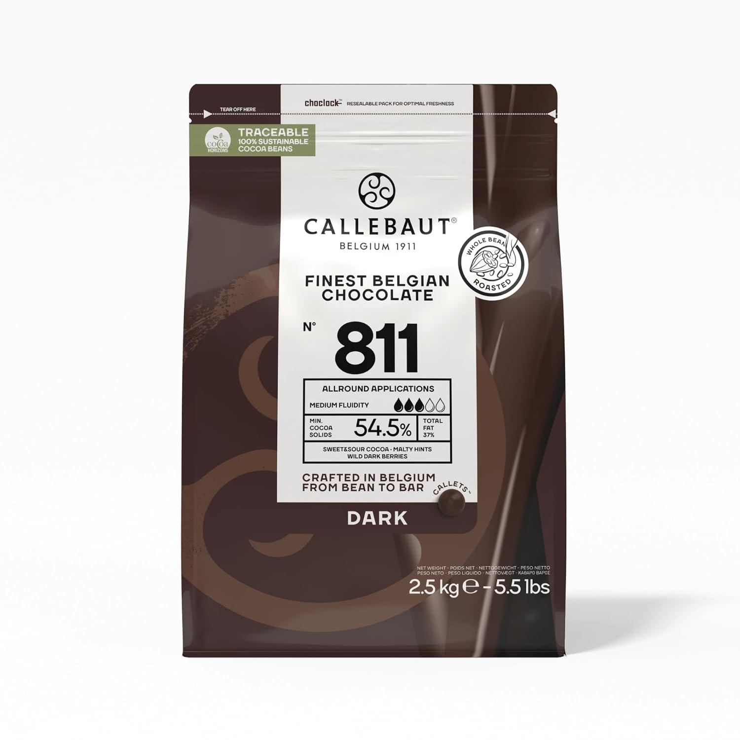 Callebaut Recipe No. 811 Finest Belgian Dark Chocolate Callets 2.5kg Bag