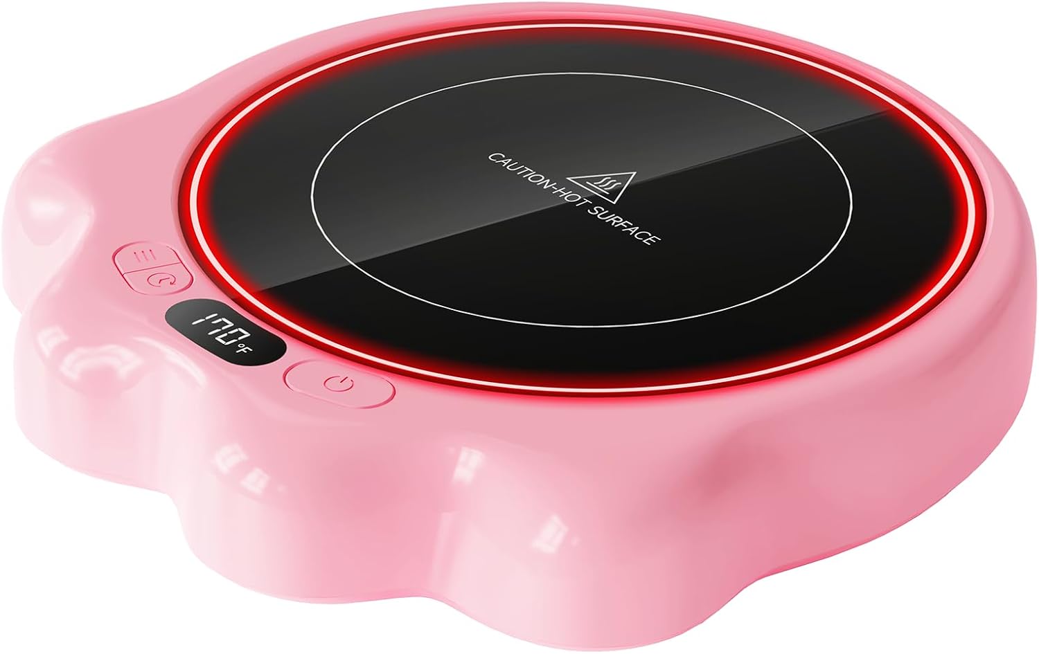 Gaiatop Mug Warmer, 50W Cute Cat Paw Cup Warmers, 3 Temp Settings, 2-10H Auto Shut Off, Coffee Accessories Keep Beverage Hot for Desk and Home Use, Large Heated Plate for Milk Tea Cocoa Candle Pink