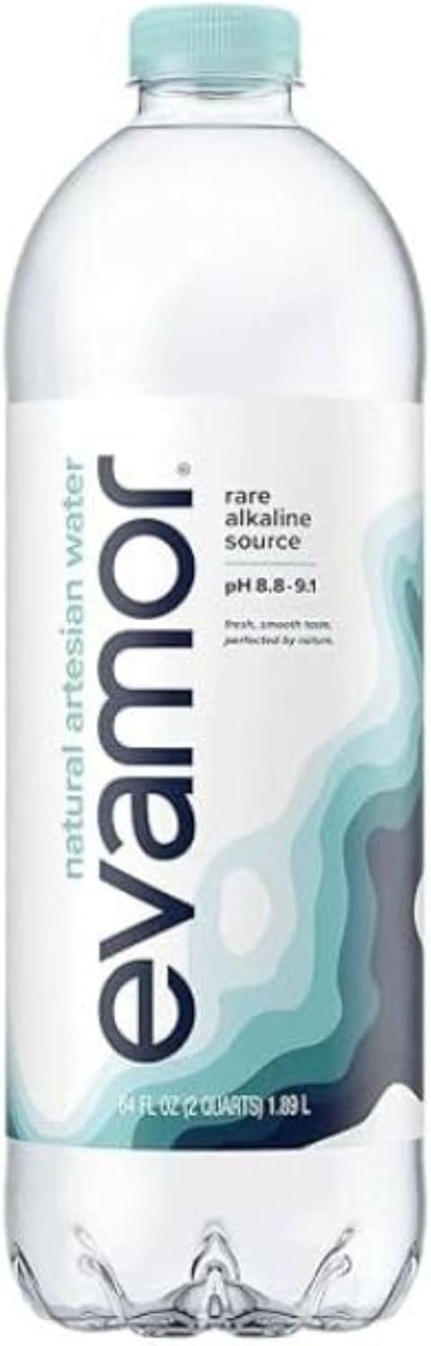 EVAMOR Artesian Bottled Water - Single Source, Naturally Alkaline and Full of Electrolytes for Hydration and Health, 64 Fl. Oz. Bottles (Pack of 6)