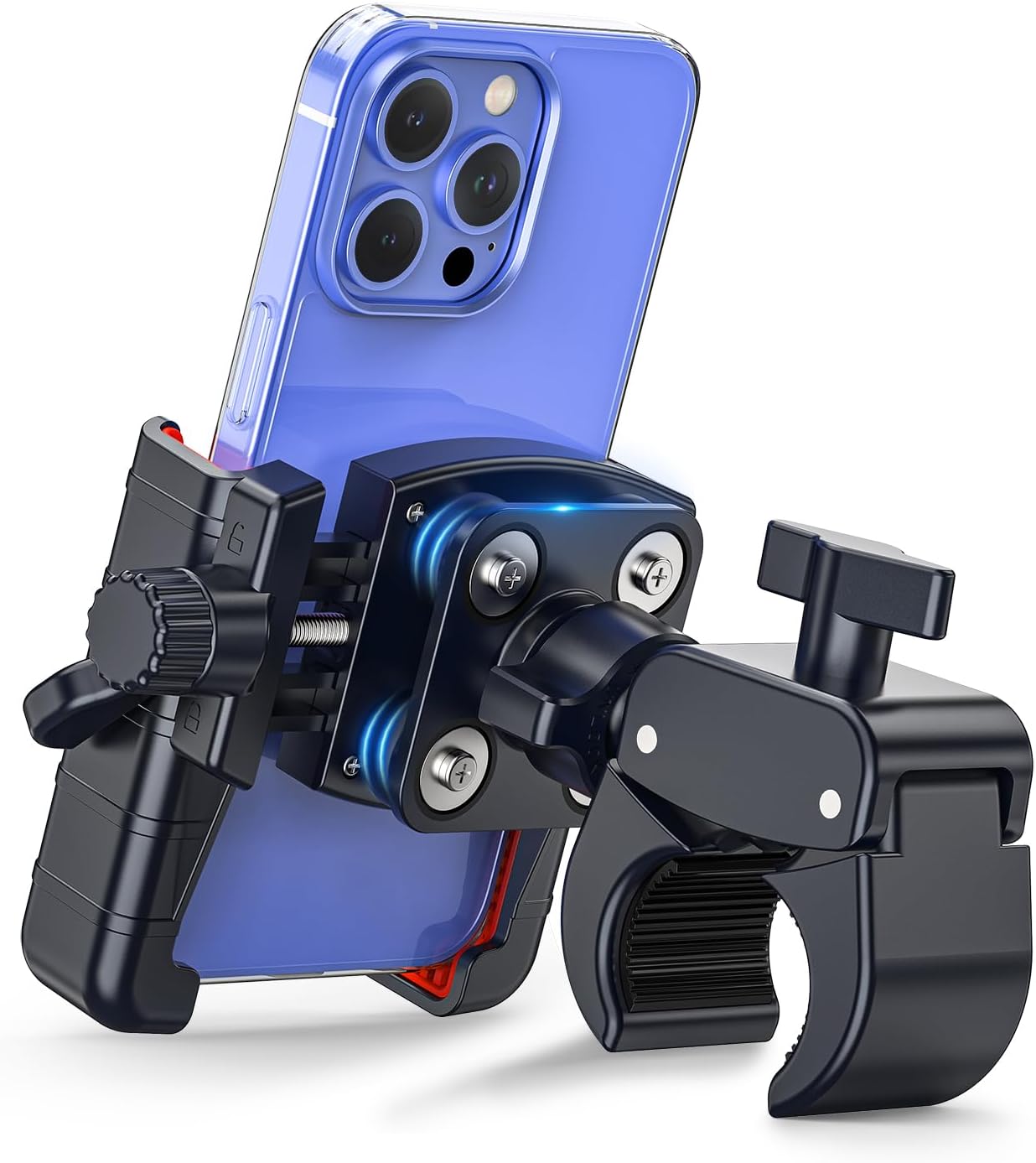 3rd-Gen Anti Vibration Motorcycle Phone Mount Bike Phone Holder, E-Bike Handlebar Cell Phone Holder with Secure Lock, Electric Scooter Phone Holder for Bicycle Stroller Fit 4.7-7'' Phone