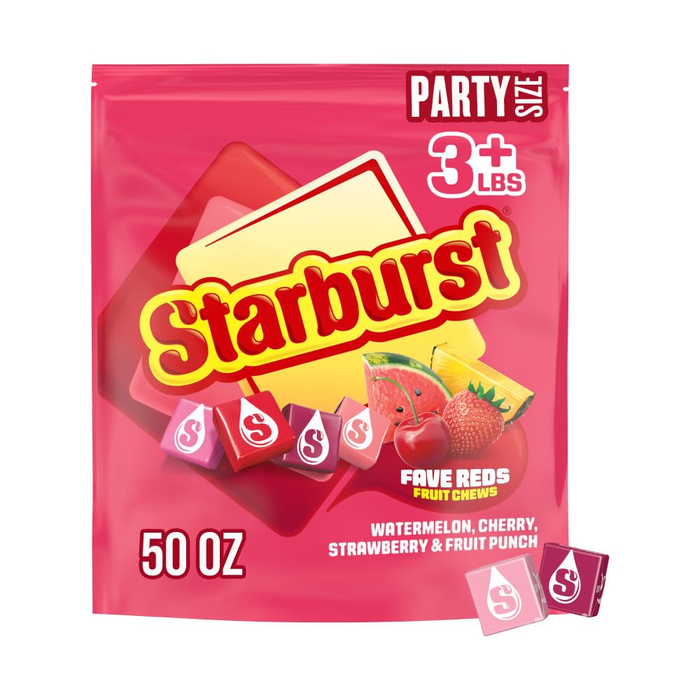 STARBURST FaveREDS Chewy Fruit Chews, Bulk, Wrapped, Party Size, 50 oz