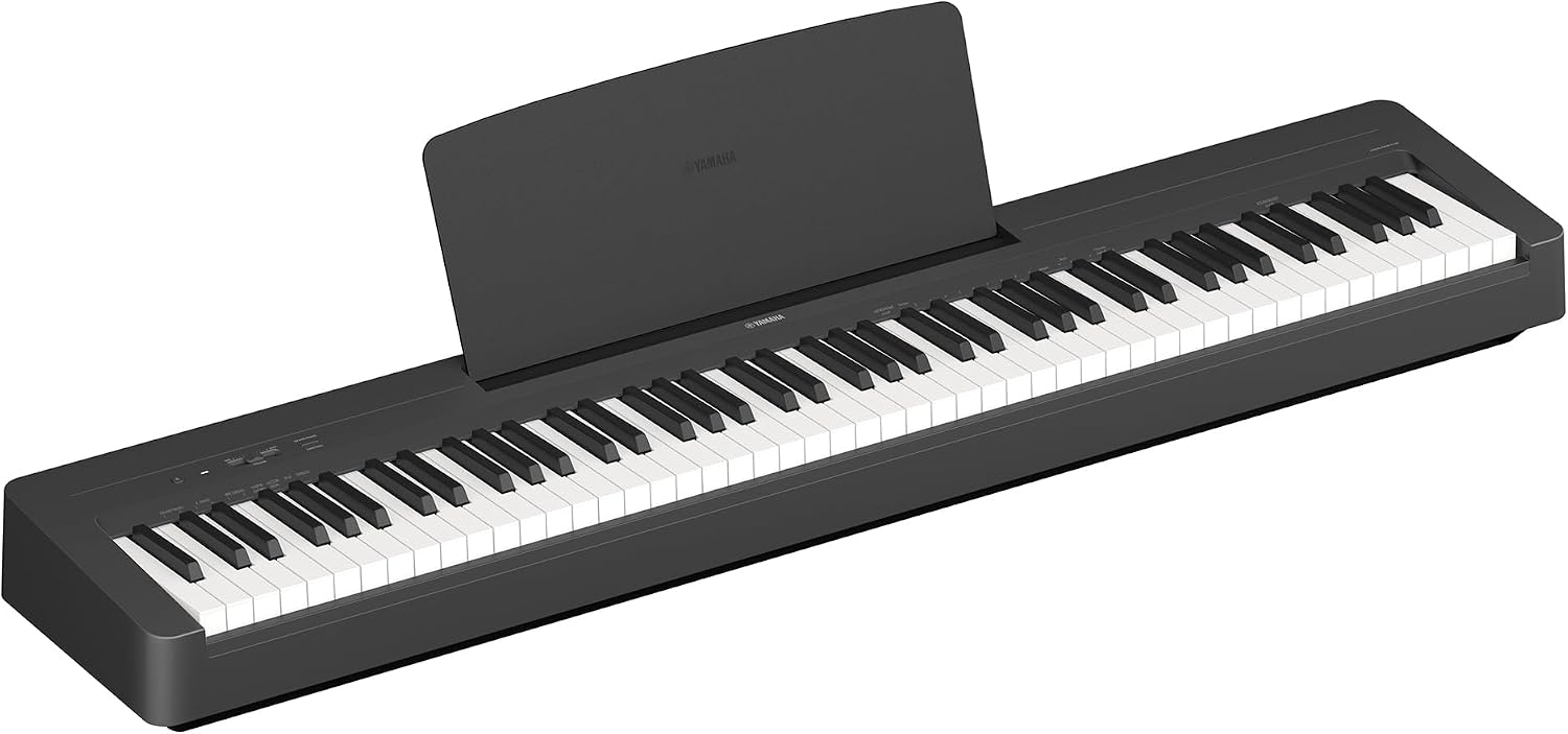 Yamaha P-145 Digital Piano with 88 Graded Hammer Compact Keys and 10 Instrumental Voices, Lightweight and Portable, Black