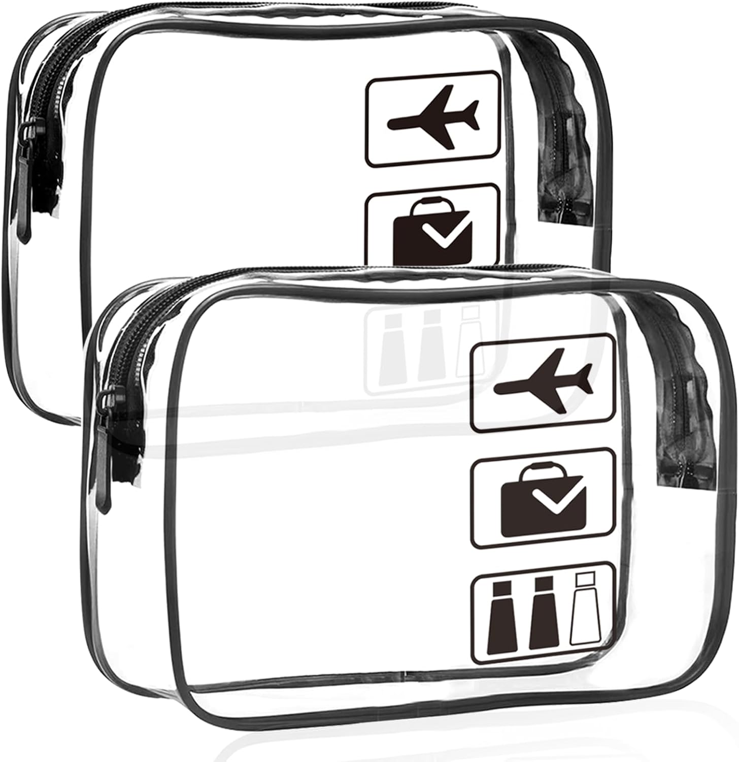 Clear Travel Toiletries Bag, 2 Pack TSA Approved Toiletry Bag with Zippers Travel Essentials PVC Waterproof Cosmetic Clear Makeup Bag for Women and Men