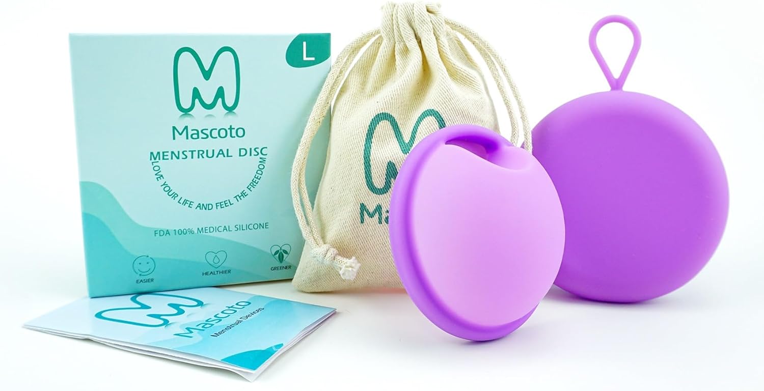 New Era Menstrual Disc with Overflow Rim Shield. Reusable, Sustainable & Ultra Comfortable. Alternative to Tampons, Menstrual Cups & Pads, Leak Proof & Mess-Free Period Sex by Mascoto® (Large Violet)