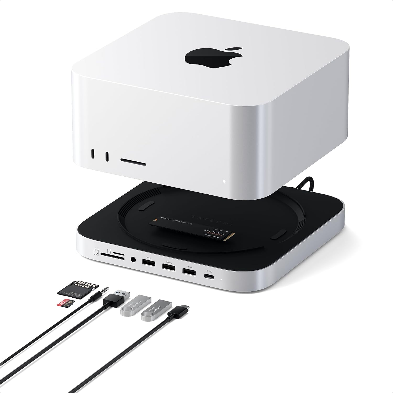 Satechi Mac Studio M5 Hub & Stand with NVMe SSD Enclosure, Silver