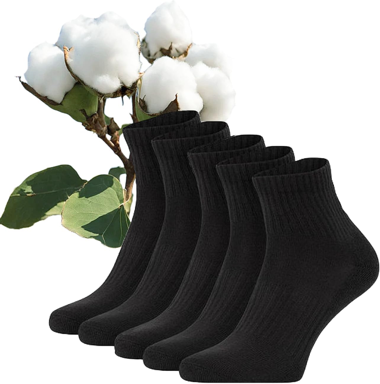 All Cotton Socks (Quarter/Crew, Unisex) Natural Fabric Soft Breathable Organic Cotton Socks