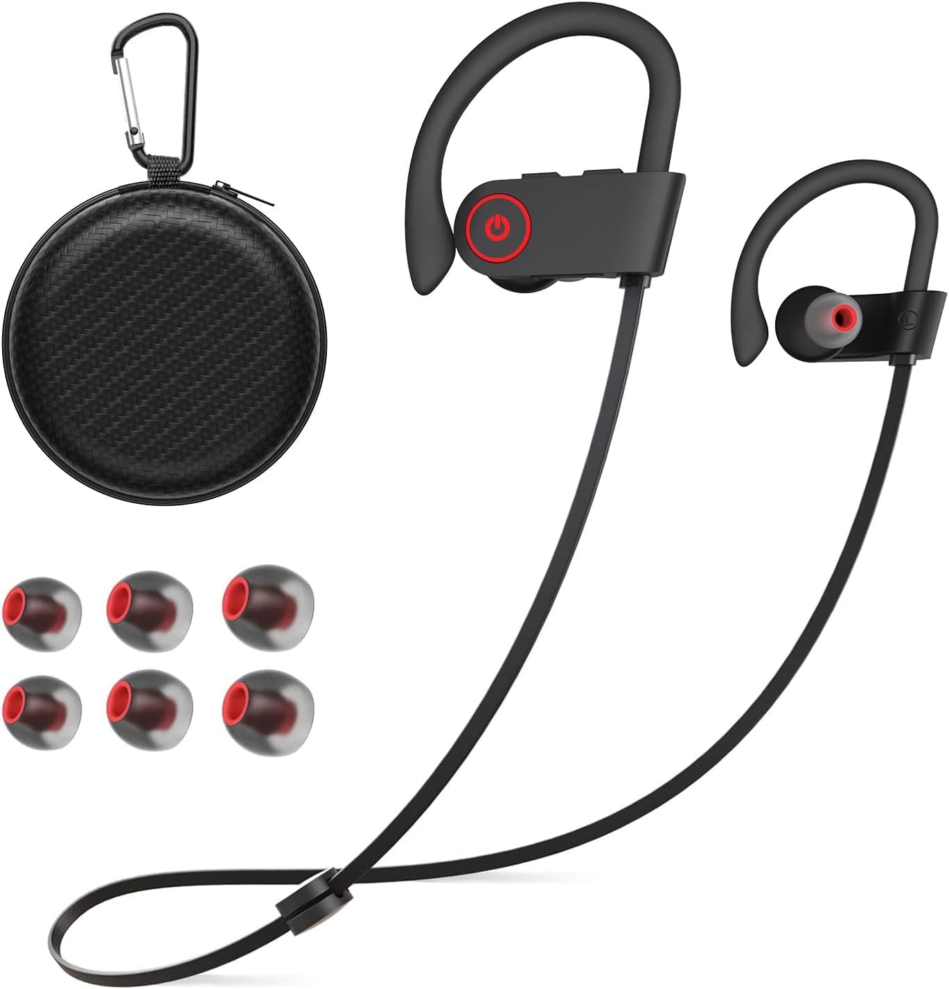 Bluetooth Wireless Headphones 16H Playtime Earbuds with Mic Stereo in-Ear Earphones, IPX7 Waterproof Sports Sound Isolation Headsets for Running, Gym, Workout