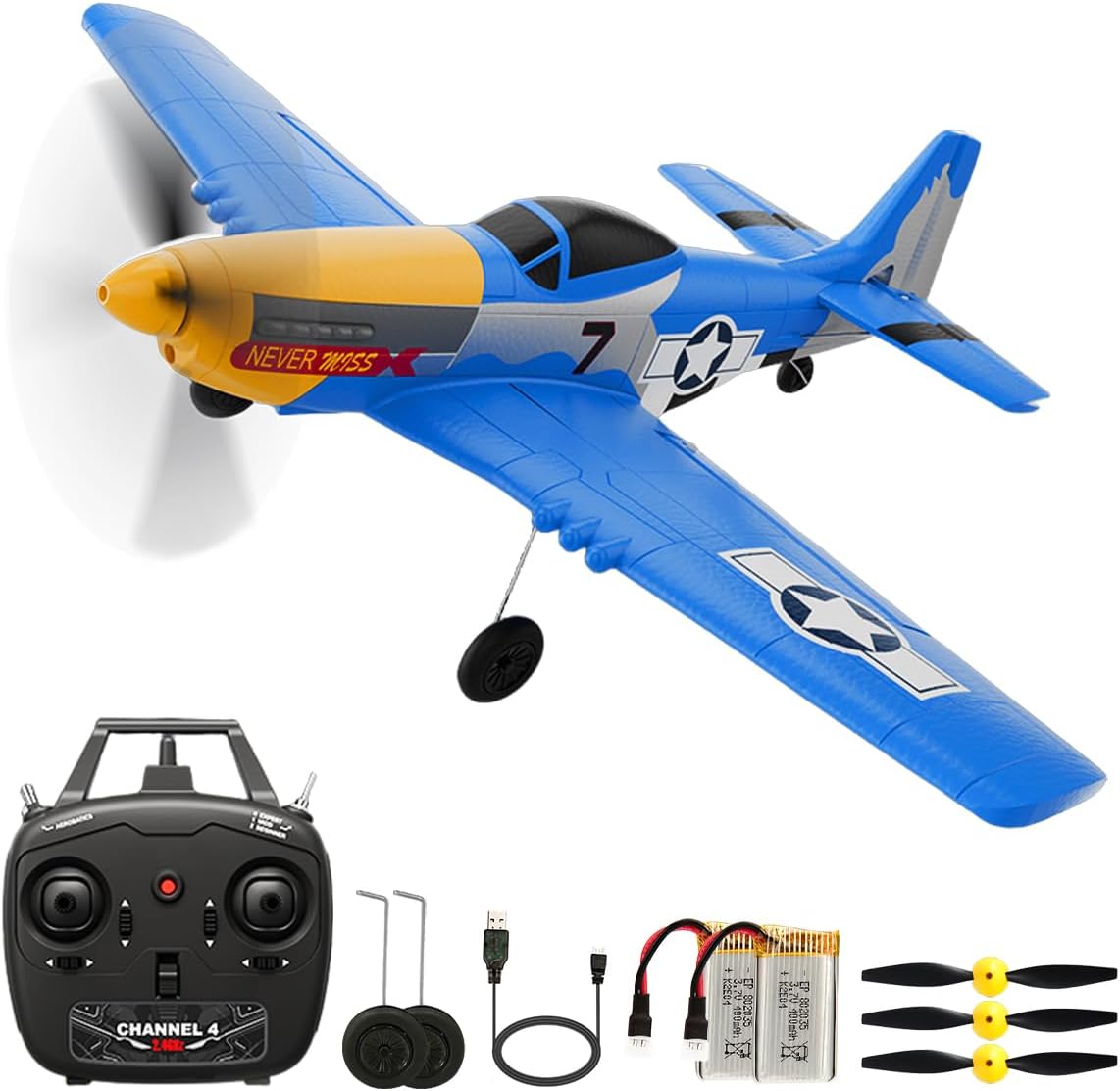 P51D Mustang 4CH RC Airplane RTF Xpilot 6-Gyro Stabilizer Trainer