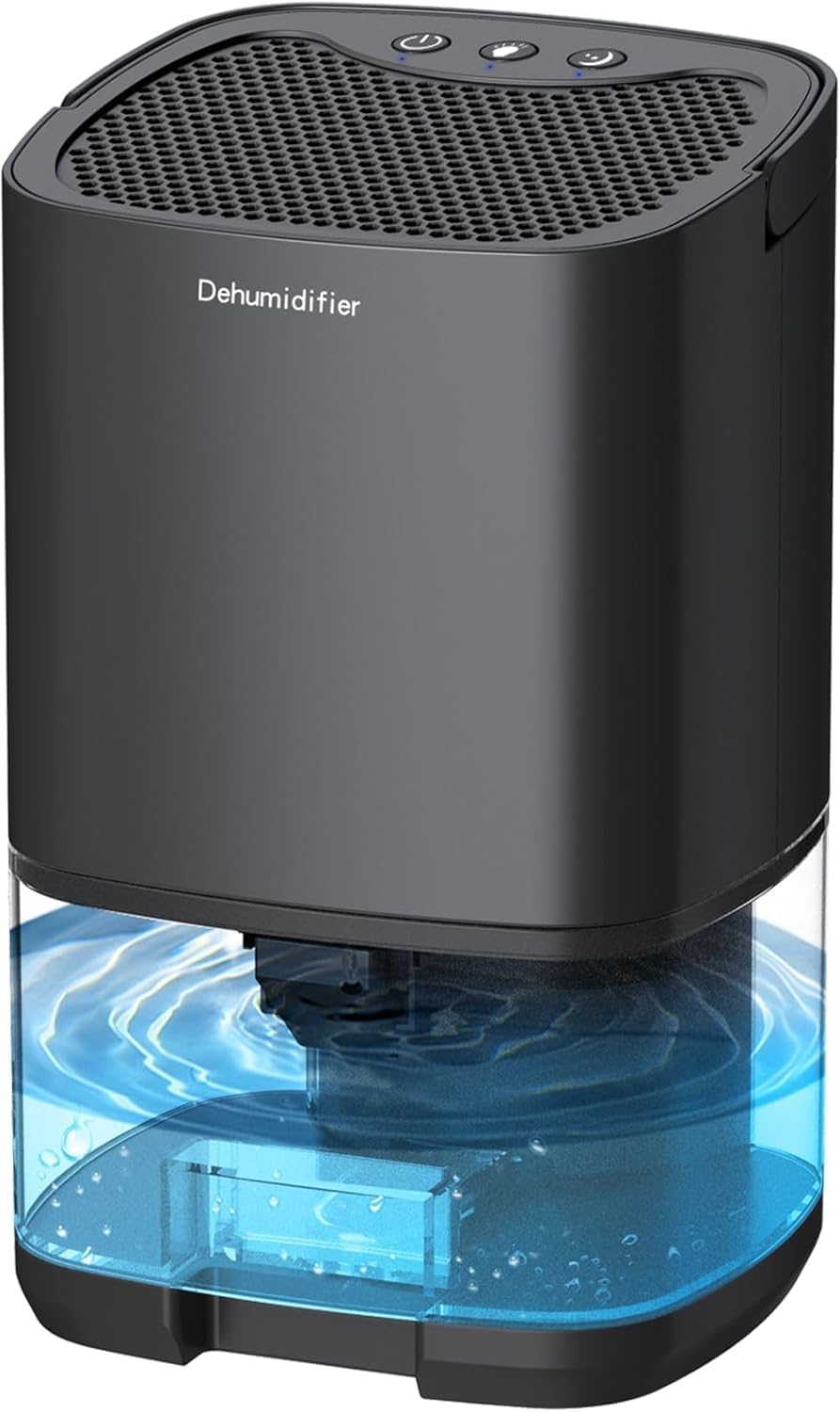 Aotomee Dehumidifiers for Home 320 Sq.Ft, 35 oz Smart Dehumidifiers for Basement Bedroom Bathroom with 7 Color Lights, Ultra Silent Dehumidifier with Drain Hose, Auto Shut off & Sleep Mode, Black