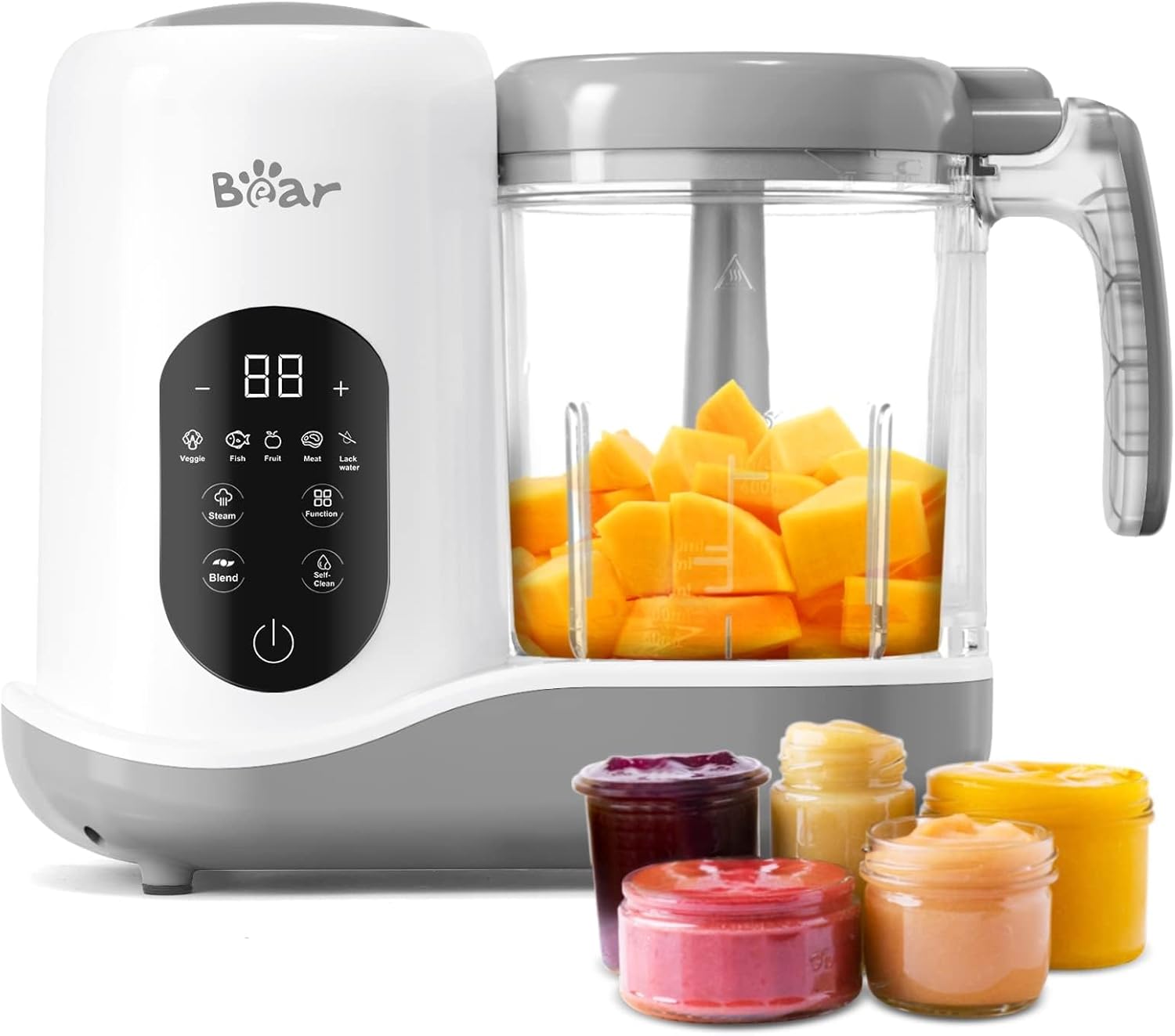 BEAR 2024 Baby Food Maker, One-Step & Easy to Use, Smart Touchscreen, White