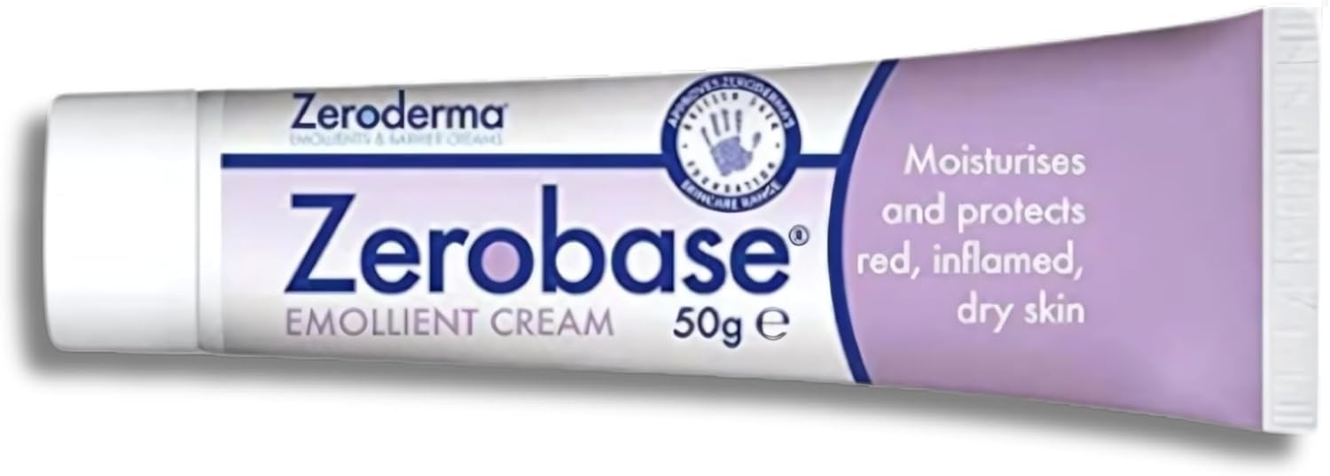 Zeroderma Zerobase Emollient Cream 2-in-1 Moisturiser & Soap Substitute, for Dry & Eczema-Prone Skin, Restores Skin Barrier, 21 percent w/w Paraffins, 50g