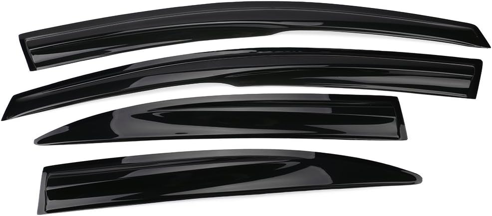 IKON MOTORSPORTS Tape On External Window Visor, Compatible with 2006-2011 Honda Civic Sedan 4-Door Only, Acrylic Smoke Tinted Sun Rain Wind Guards Shield Vent Wind Deflector
