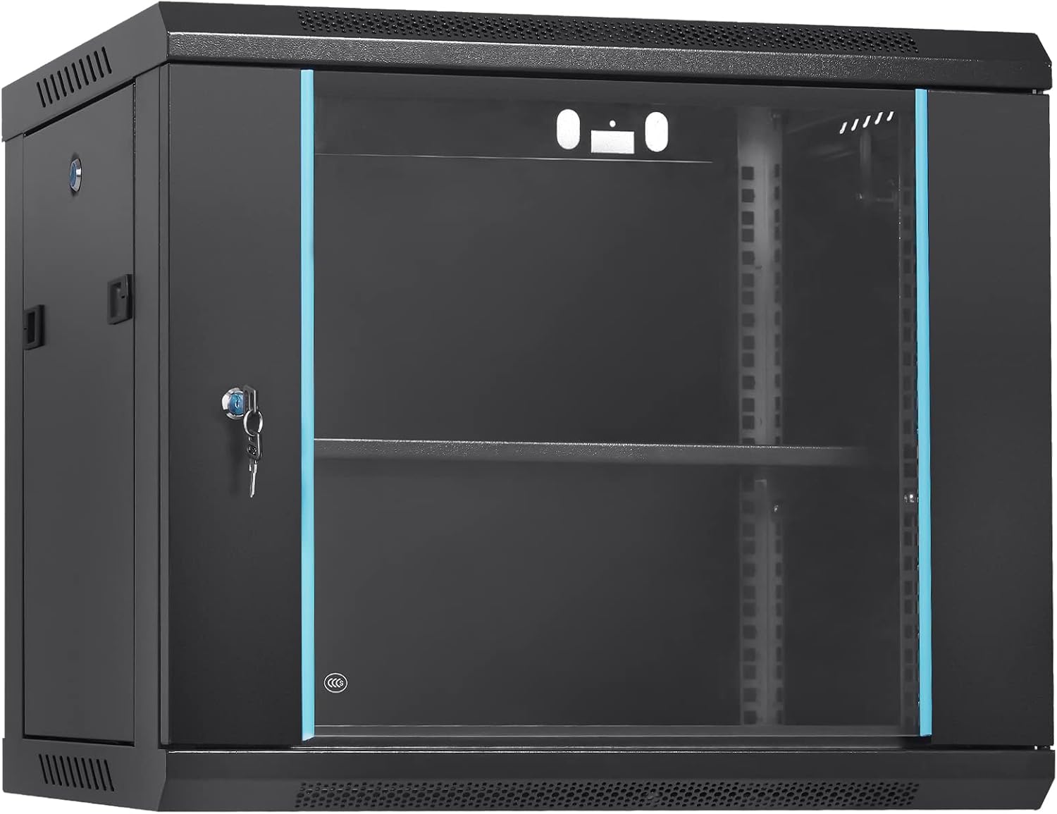 VEVOR Black 9U Wall Mount Server Rack, Metal, Max 200 lbs, for IT Equipment & A/V Devices