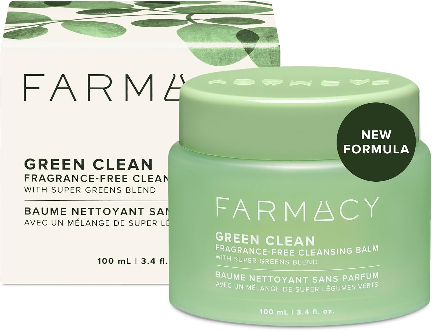 Farmacy Makeup Remover Cleansing Balm - Fragrance Free - Green Clean Waterproof Makeup Remover + Oil Based Cleanser - Gentle Exfoliating Double Cleanser - Melts From Balm to Milky Lather (100ml)