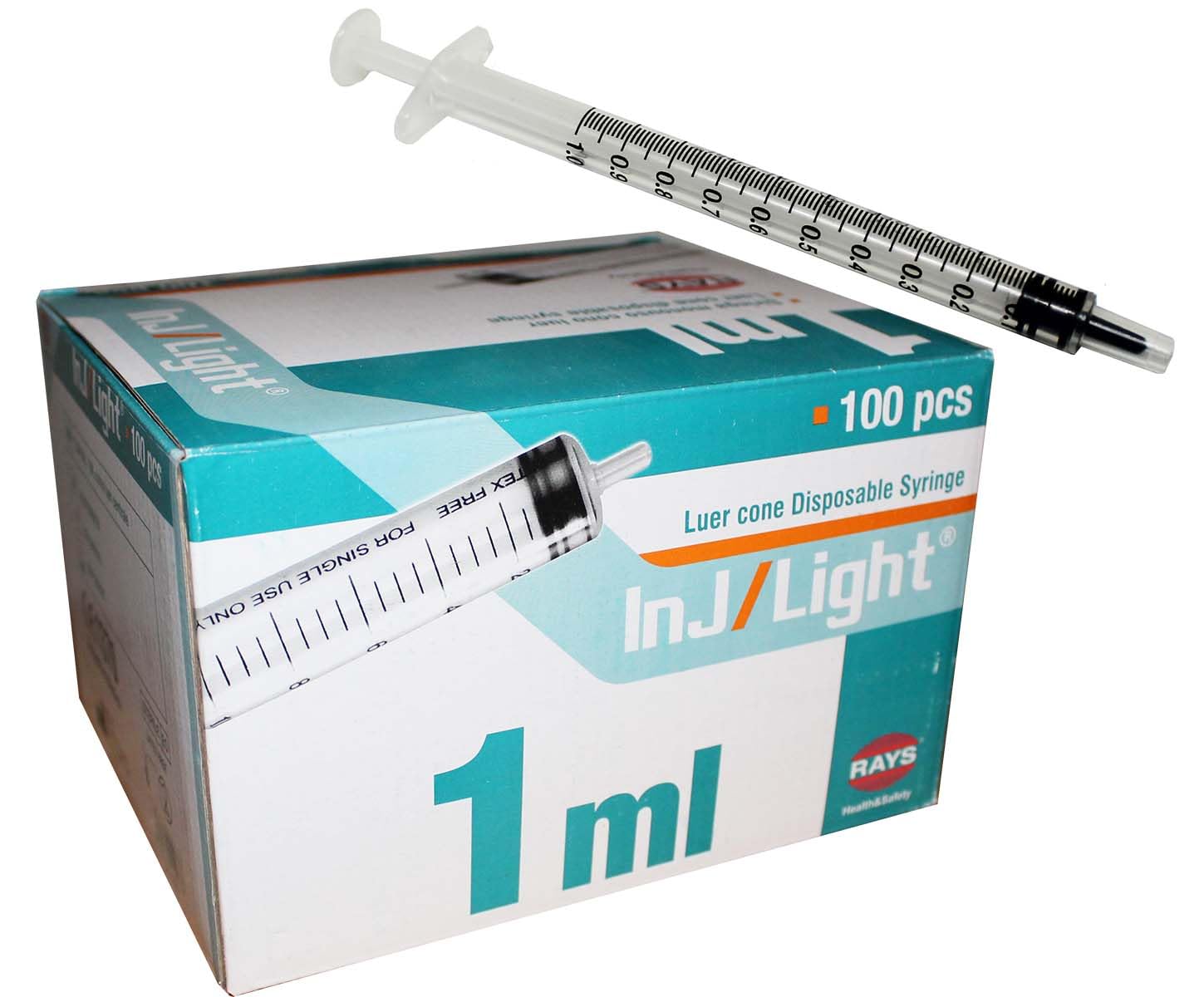 Rays 1ml Syringe Sterile Latex Free Box of 100