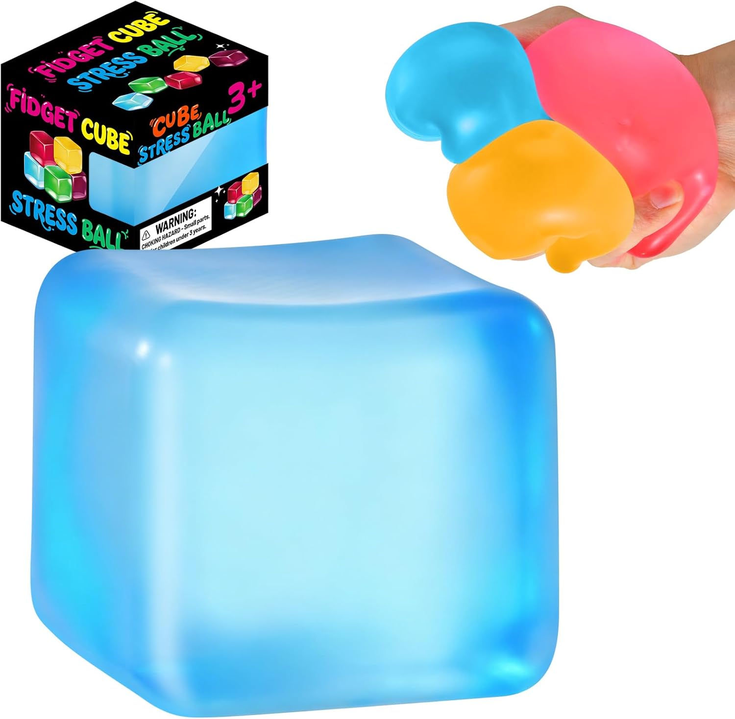 Squishy Cube for Kids & Adults, Ice Cube Squishy Slow Rising Squishy Fidget Toys, Squeeze Toys for Stress Relief, Classroom Prizes Party Favors Birthday Gifts(Blue)