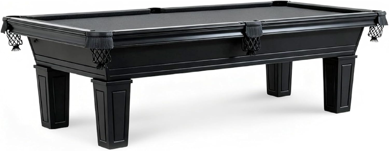 Corona Professional Slate Pool Table W/Premium Billiards Accessories (7FT and 8FT, Stain Black Finish and Walnut Finish)