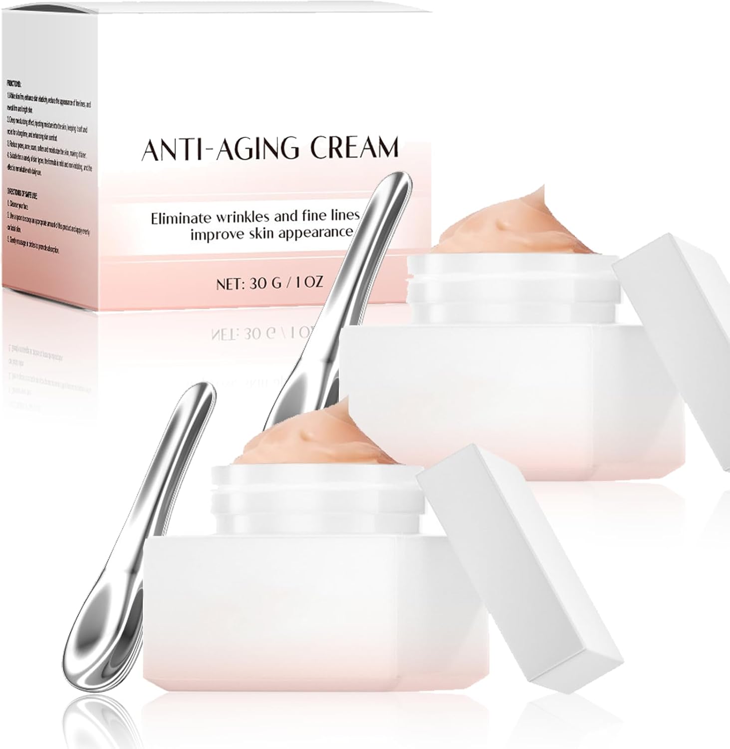 Wrinkle Filler Serum, Power Wrinkle Fix Advanced Anti-Aging Cream, Vitamin C + Rosehip Oil, Peptides Reduces Fine Lines, Suitable for All Skin (2pcs)