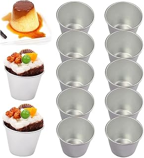 Suxgumoe Pudding Moulds, 10pcs Aluminum Baking Cups Cupcake Mould Muffin Tin Dariole Moulds Baking Tool