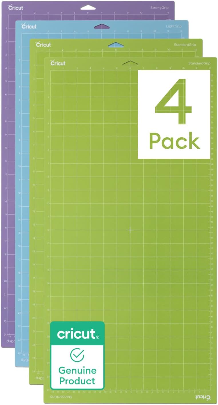 Cricut Cutting Mat Variety Pack (4 Count, 12in x 24in) - for Explore & Maker Machines - Includes 2 StandardGrip, 1 LightGrip, 1 StrongGrip