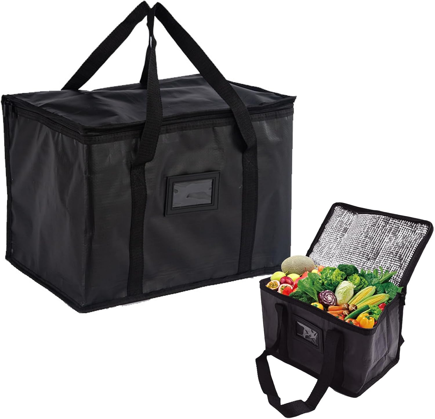 Cooler Bag Box, 40L Insulated Cooler Bag Box, Thermal Food Delivery Bag Reusable Insulation Shopping Bags Large Ice Bag Foldable for Beach Camping Work Trip(Black)